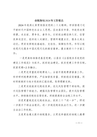 市税务局2024年工作要点