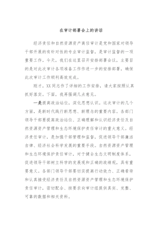 在审计部署会上的讲话稿
