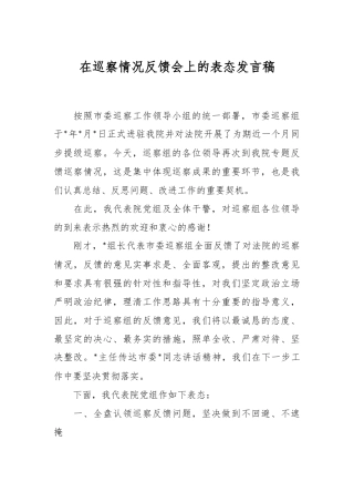 在巡察情况反馈会上的表态发言稿稿