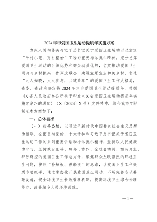 2024年市爱国卫生运动提质年实施方案