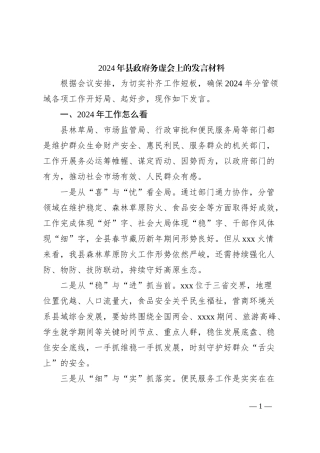 2024年县政府务虚会上的发言材料