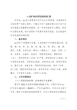 xx县矿业经济发展情况汇报