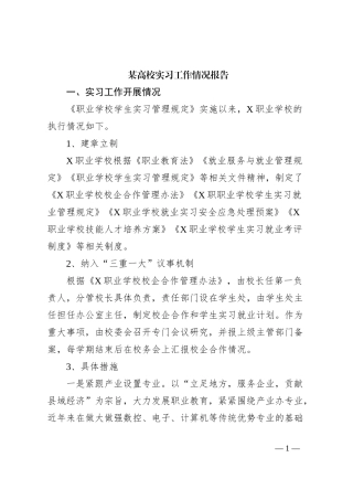 某高校实习工作情况报告