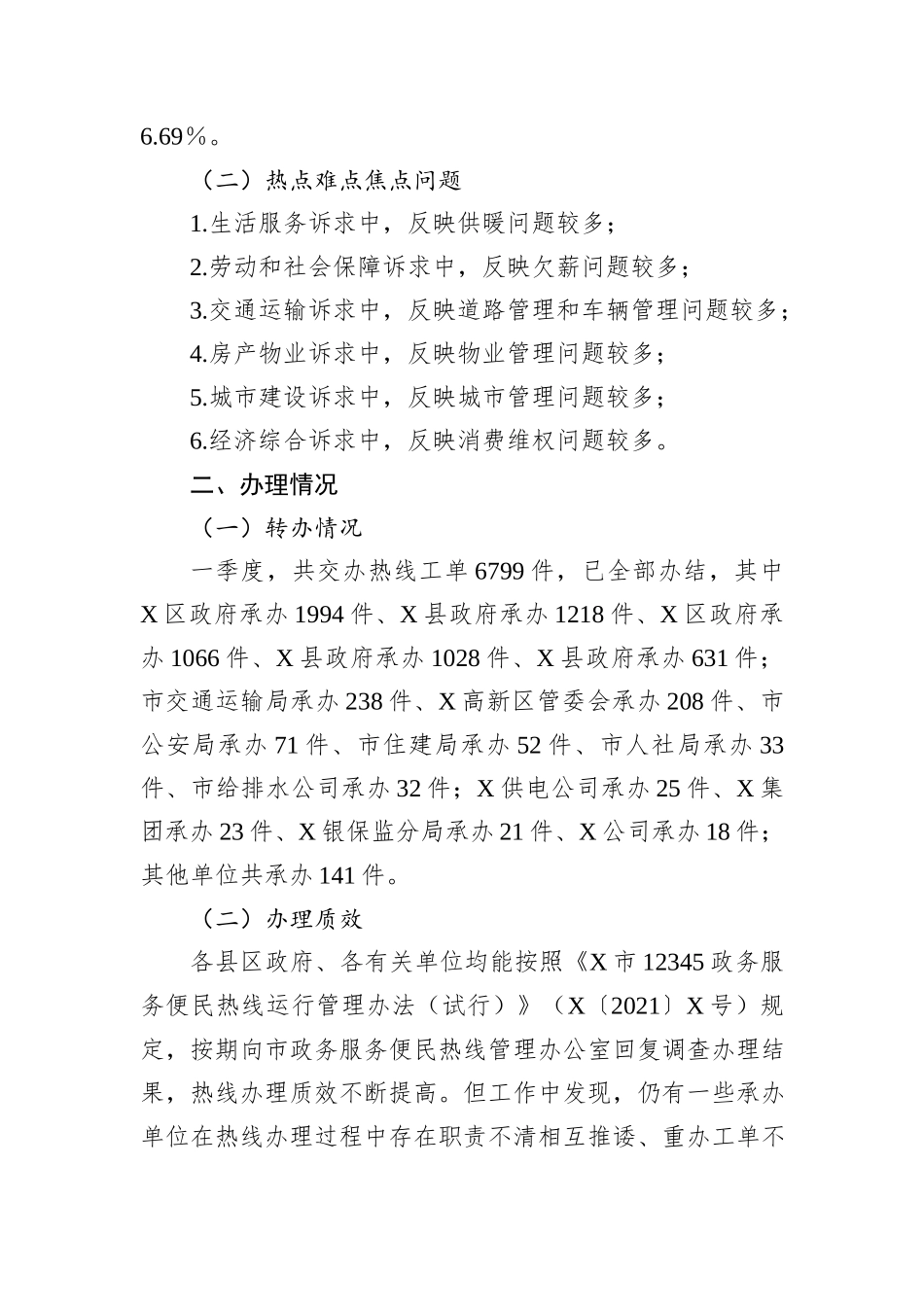 2024年一季度X市12345政务服务便民热线工作情况通报_第2页