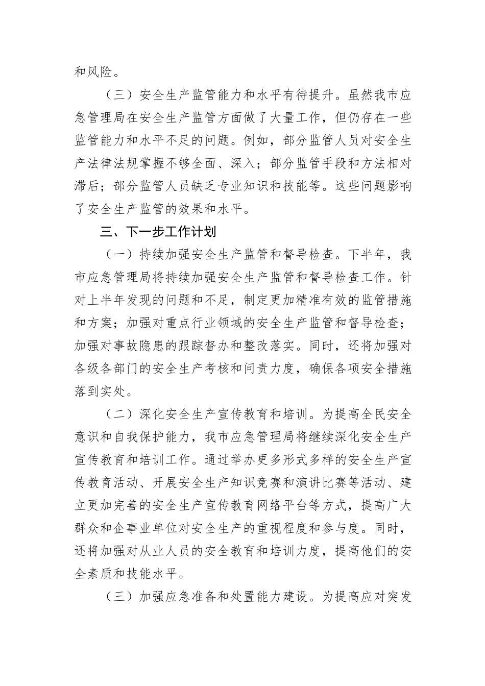 市应急局2024年上半年安全生产工作总结_第3页