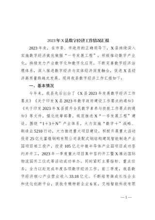 2023年X县数字经济工作情况汇报