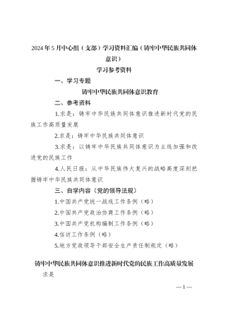 2024年5月中心组（支部）学习资料汇编（铸牢中华民族共同体意识）