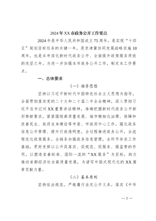 2024年XX市政务公开工作要点