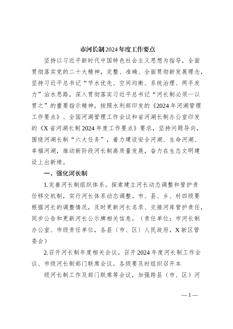 市河长制2024年度工作要点_第1页