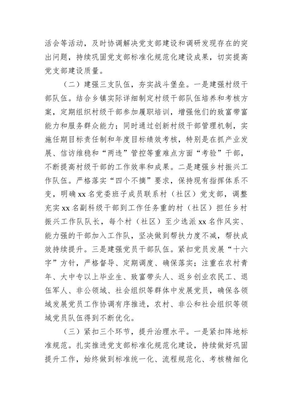 xx镇2024年党建引领乡村振兴工作总结_第2页