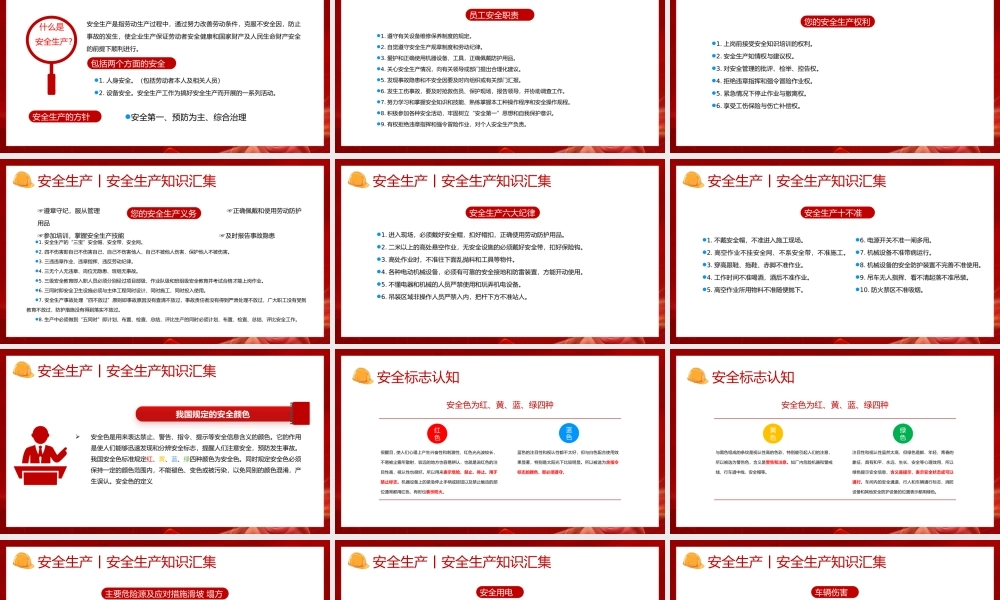 2024全国安全生产月PPT大气精美安全生产知识汇集课件下载