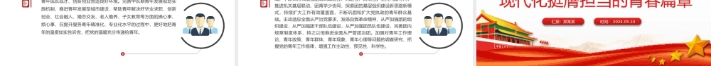 书写为中国式现代化挺膺担当的青春篇章PPT党政风发扬五四精神微党课