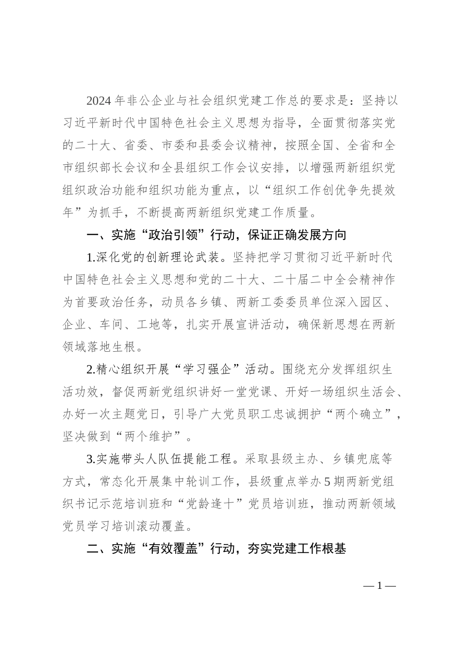 2024年全县非公企业与社会组织党建工作要点_第1页