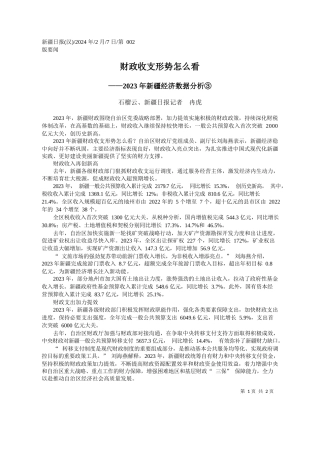 榴云、新疆日报记者冉虎：财政收支形势怎么看