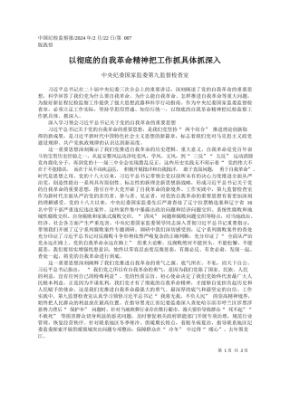 央纪委国家监委第九监督检查室：以彻底的自我革命精神把工作抓具体抓深入