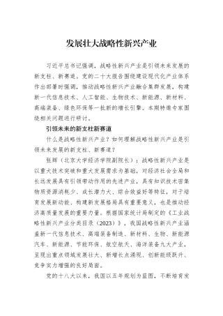发展壮大战略性新兴产业