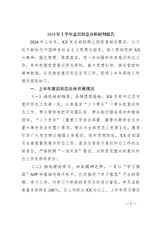 2024年上半年意识形态分析研判报告