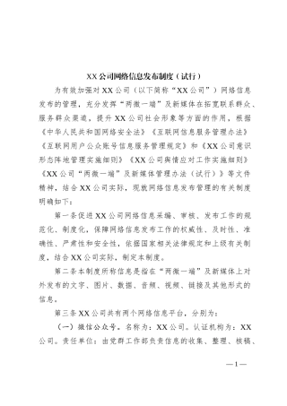 XX公司网络信息发布制度（试行）