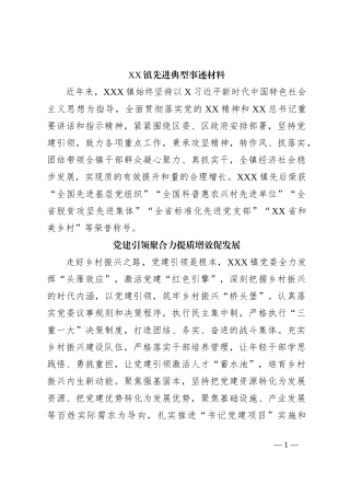 XX镇先进典型事迹材料