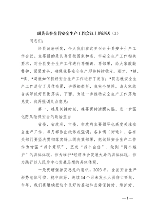副县长在全县安全生产工作会议上的讲话（2）
