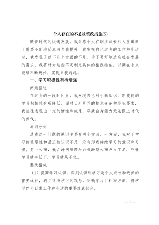 个人存在的不足及整改措施 (5)