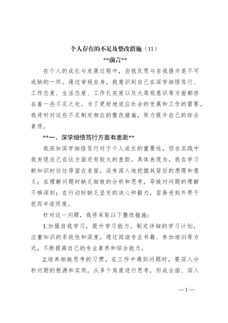 个人存在的不足及整改措施（11）