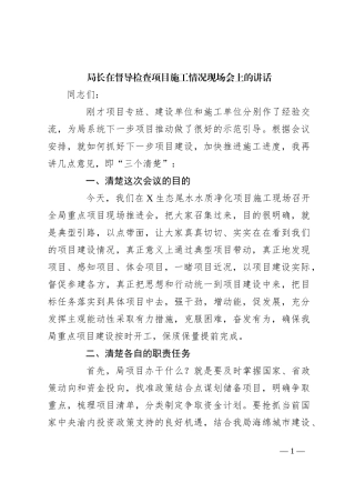 局长在督导检查项目施工情况现场会上的讲话