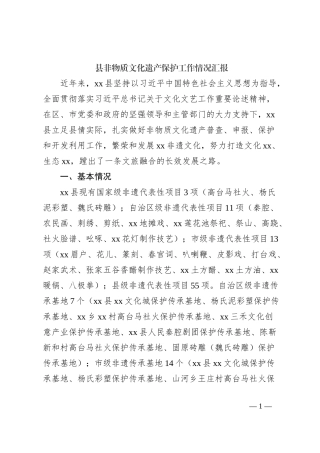 县非物质文化遗产保护工作情况汇报