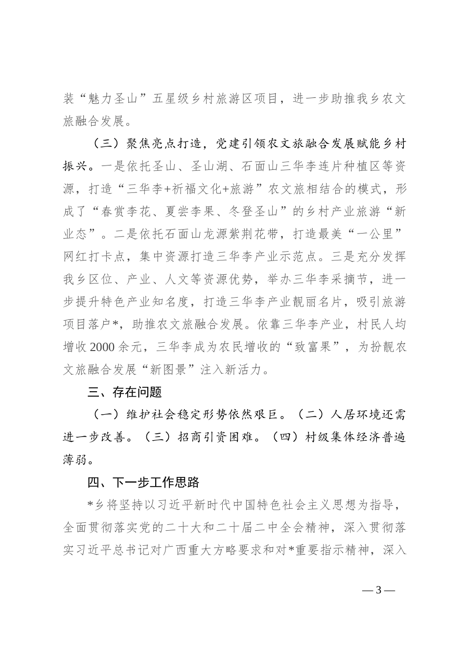 乡镇2024年重点工作汇报_第3页