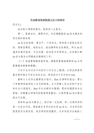 在高质量发展促进大会上的讲话