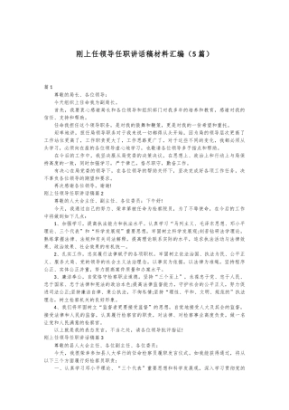 （5篇）刚上任领导任职讲话稿材料汇编