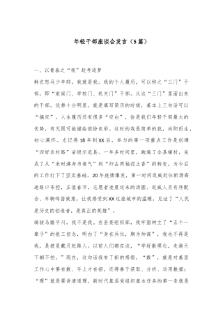 （5篇）年轻干部座谈会发言