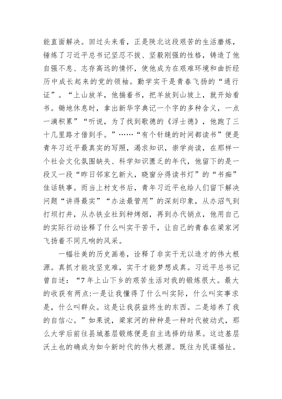 青年干部心得体会：没有横空出世的伟大，只有艰苦奋斗的青春_第3页
