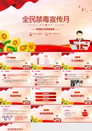 2024全民禁毒宣传月PPT精美实用防范青少年药物滥用禁毒知识课件