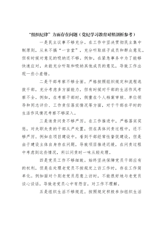 “组织纪律”方面存在问题（党纪学习教育对照剖析参考）
