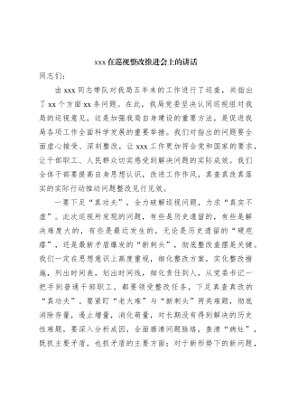 xxx在巡视整改推进会上的讲话