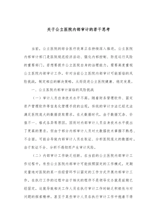 关于公立医院内部审计的若干思考