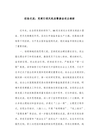 经验交流：党建引领风帆劲 擎旗奋进业绩新