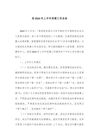 局2024年上半年党建工作总结