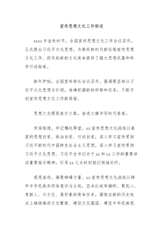 宣传思想文化工作综述