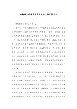 在精神文明建设专题推进会上的汇报发言