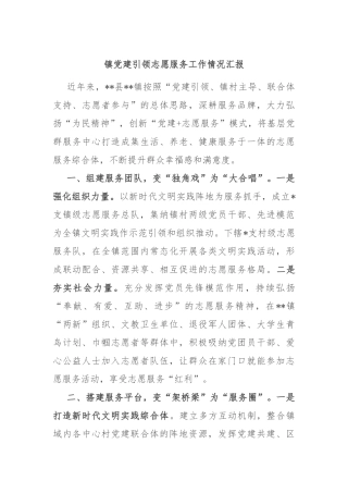 镇党建引领志愿服务工作情况汇报