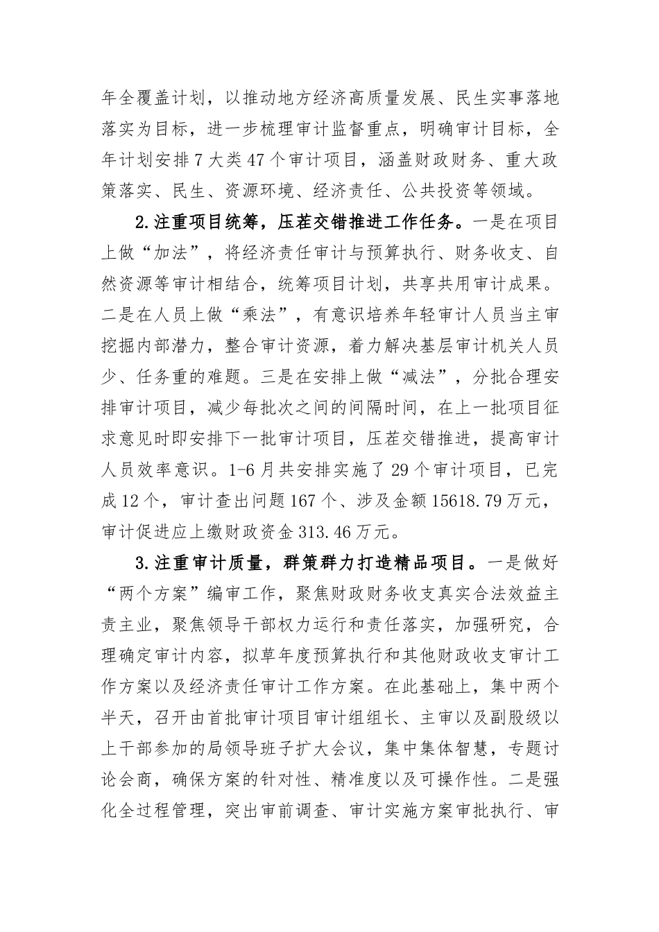 县审计局2024年度上半年工作总结_第2页