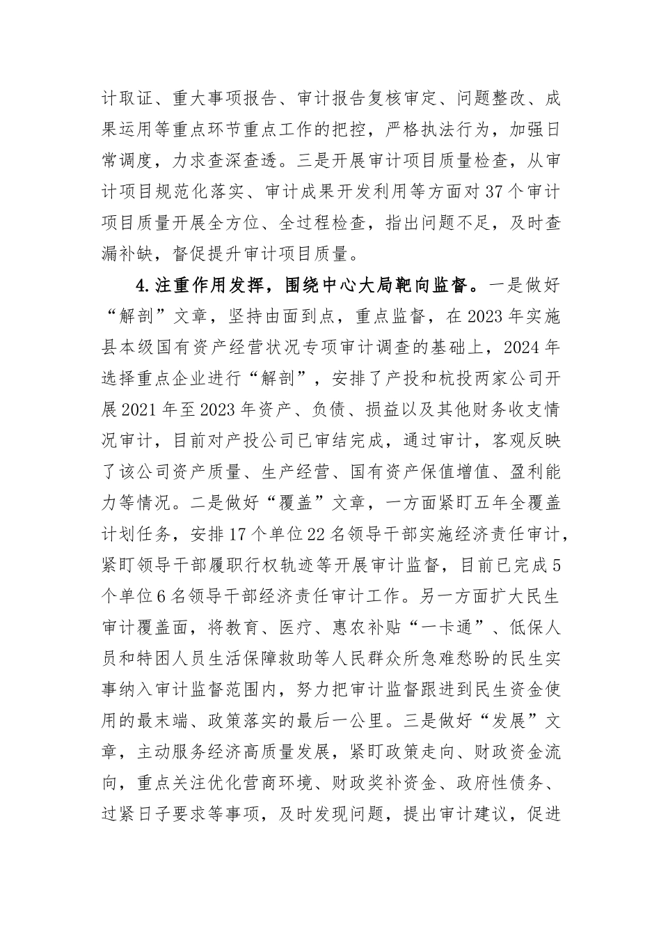 县审计局2024年度上半年工作总结_第3页