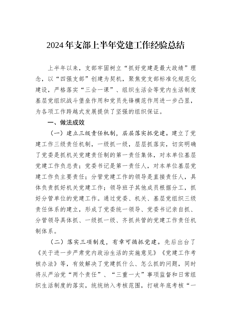 2024年支部上半年党建工作经验总结_第1页