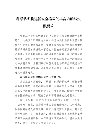 科学认识构建新安全格局的丰富内涵与实践要求