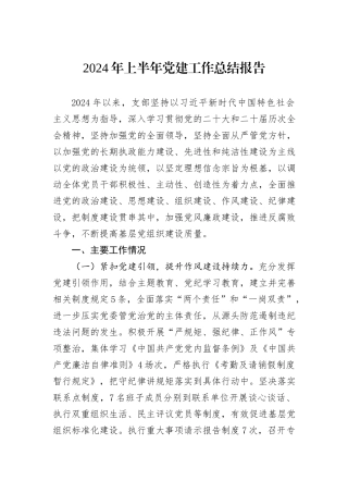 2024年上半年党建工作总结报告