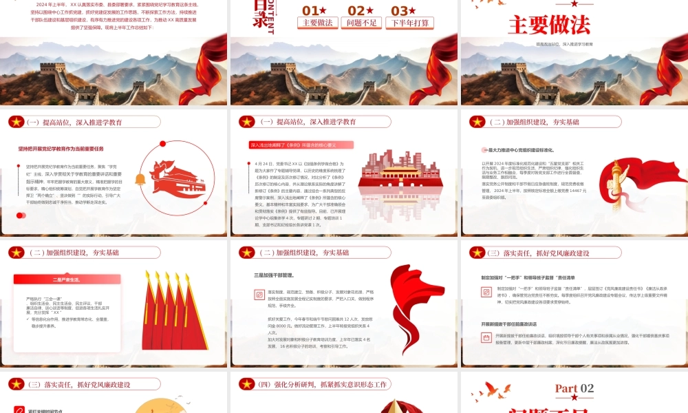 学习教育党建年中工作总结PPT（20240708）