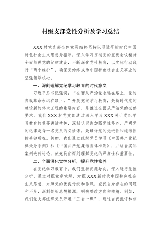 村级支部党性分析及学习总结