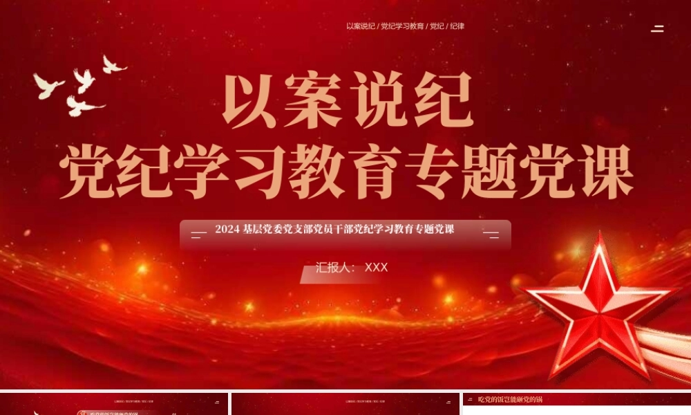 2024基层党委党支部党员干部党纪学习教育专题党课：以案说纪党纪学习教育专题党课PPT